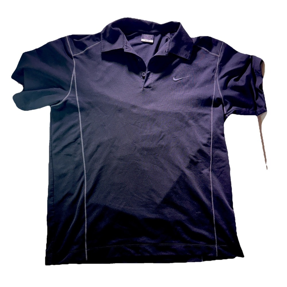 Nike Golf Polo Shirt Mens Large Black Dri-FIT Performance Athletic Casual Logo - Picture 1 of 7